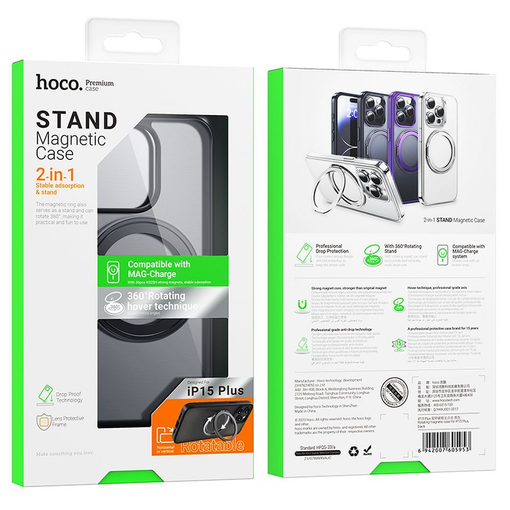 Husa Hoco AS1 pentru Iphone 15 compatibila MagSafe cu inel rotativ - 3 | YEO